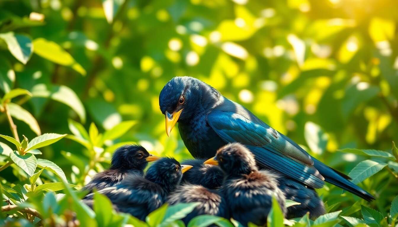 Focus sur le merle noir : un papa poule attentionn&eacute;