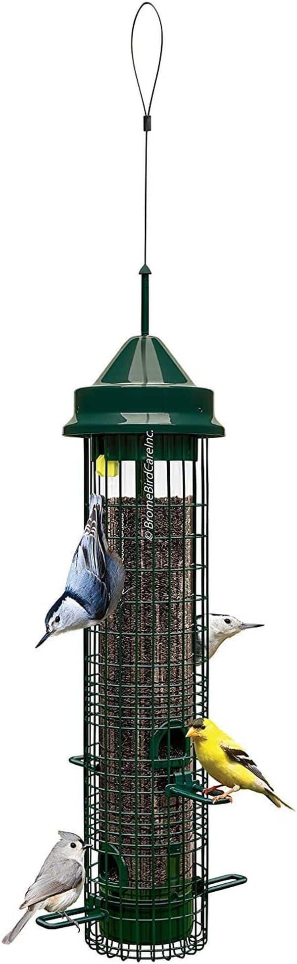 Lot de 2 mangeoires pour oiseaux sauvages avec 4 ports de nourriture, capacité de 6,4 kg et capacité de 6,4 kg