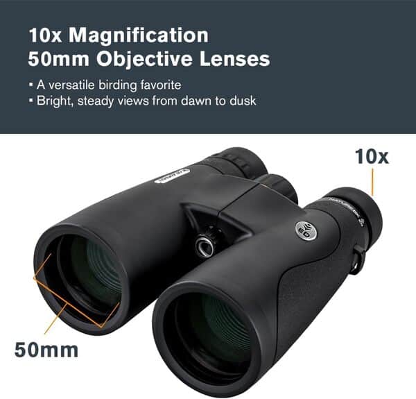Celestron 72335 Jumelles Nature DX Ed 10x50, Verres à très Faible Dispersion pour l’Observation des Oiseaux, entièrement Multicouches, prismes BaK-4, revêtement Caoutchouc, antibrouillard, étanches