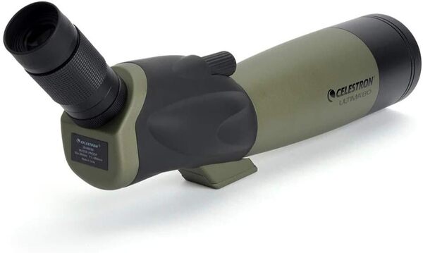 Celestron Ultima 80 Lunette d'observation coudée - Oculaire zoom 20-60x - Optique multicouche pour l'observation des oiseaux, la faune, les paysages et la chasse - Comprend un étui de transport souple