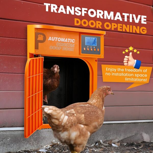 Proshine Ouverture de porte automatique, porte de poulailler à énergie solaire, capteur de lumière et minuterie, télécommande, plusieurs options d'alimentation avec panneau solaire
