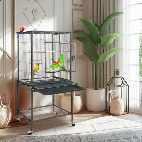 ZENY Cage à Oiseaux en Fer forgé 53/61/172,7 cm Pet Bird Cageplay Top Parrot calopsitte Élégante Perruche Cacatoès pinsons Cage à Oiseaux, 53-inch