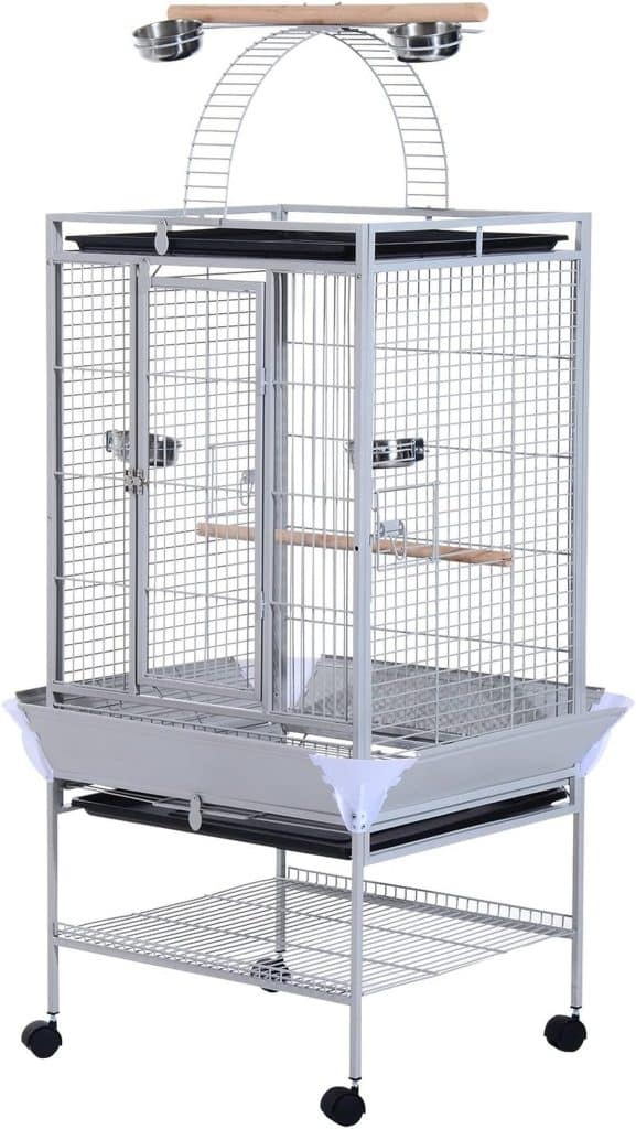 Test volière PawHut roues 161, 5 cm argenté