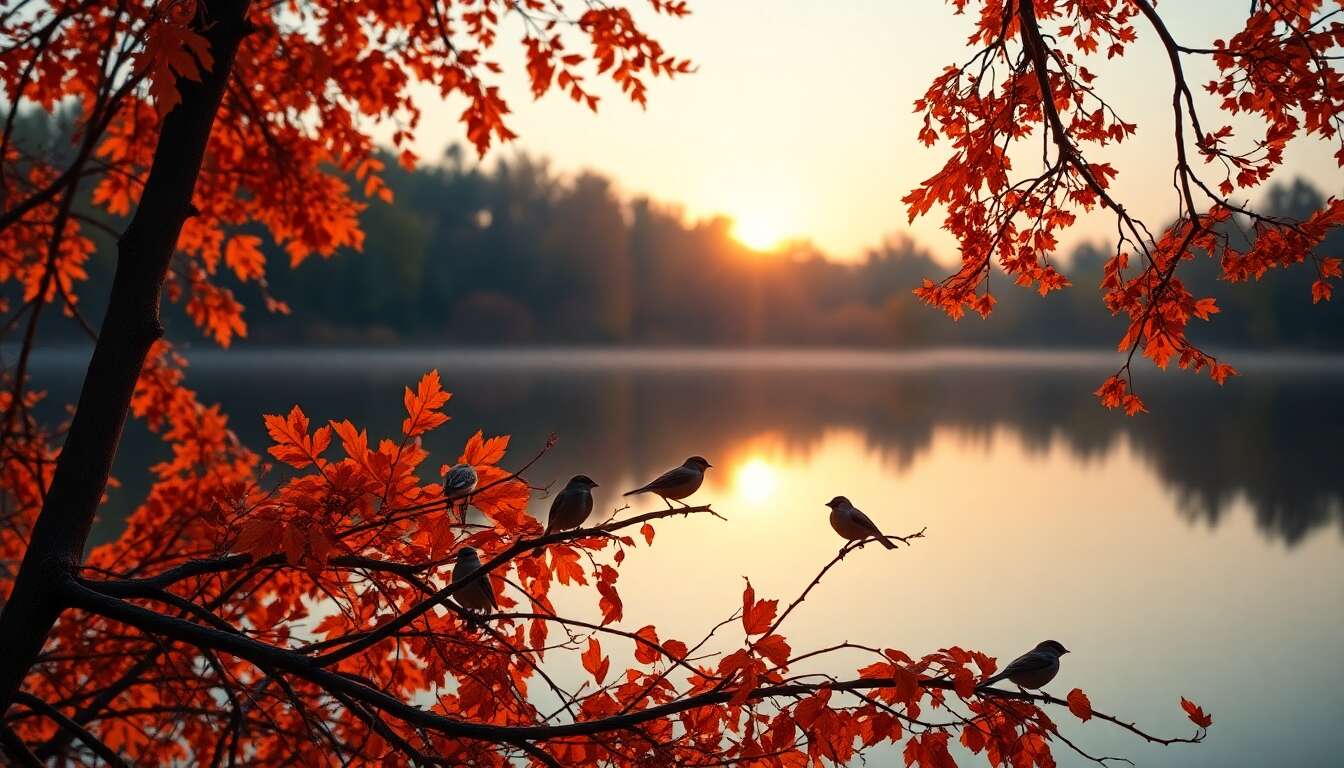 Observation des oiseaux au lever du soleil Observation des oiseaux au lever du soleil