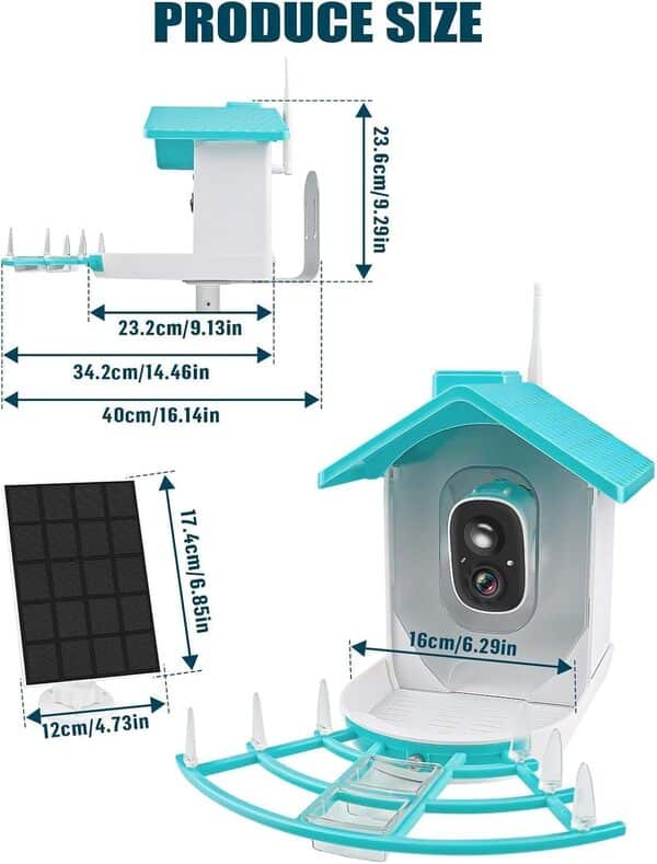 EBANKU Mangeoire à Oiseaux Intelligente avec caméra, caméra d'observation Oiseaux à énergie Solaire, Capture Automatique de vidéos et mouvements d'oiseaux, Cadeau Amoureux des Oiseaux familles