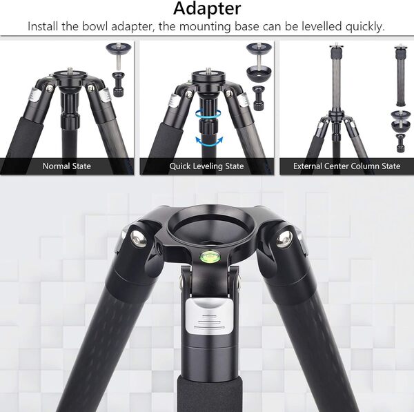 Trépied en Fibre de Carbone ARTCISE 196 cm, trépied vidéo pour Appareil Photo avec Bol Rapide de 65 mm et Colonne Centrale pour Reflex numérique, caméscope, Charge maximale de 44 LB / 20 kg