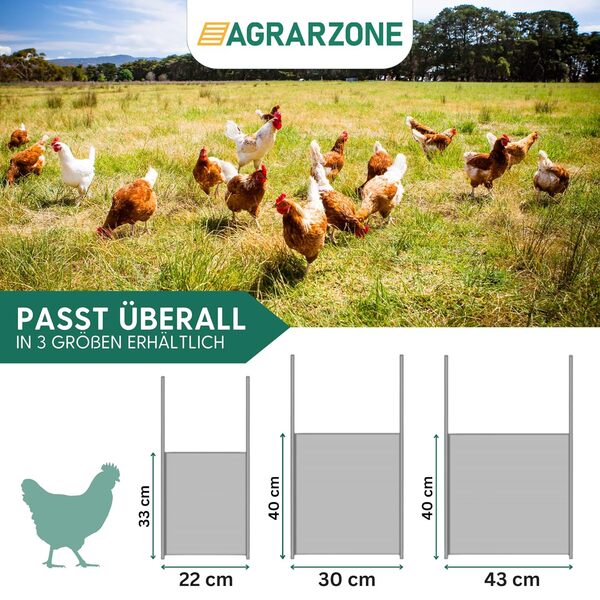 Agrarzone Porte de poulailler Automatique avec Trappe 30 x 40 cm | avec minuterie et capteur de lumière | Fonctionne sur Secteur ou sur Piles | pour Un élevage de Poulets sécurisé