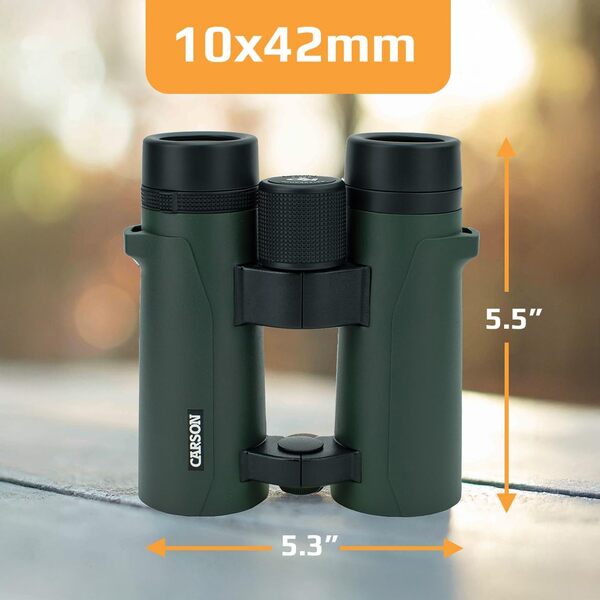Carson jumelles Série RD 10x42 mm HD complètes et étanches à double pont (RD-042) Verte