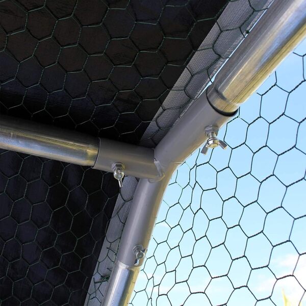 Wiltec Parc enclos XXL pour Petits Animaux domestiques – 4 x 3 x 2 m – en Acier – Clôture verrouillable avec Toit grillagé à pignon et Bâche – Cage Lapin Clapier Hamster Cochon d'Inde Tortue Rongeur