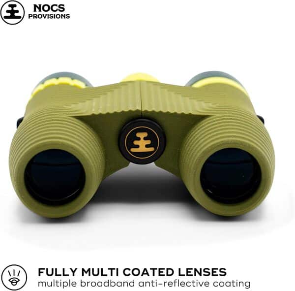 Nocs Provisions Standard Issue 10x25 Waterproof Binoculars, 10X Magnification, Bak4 Prism, Wide View Multi-Coated Lenses for Bird Watching, Hiking & Backpacking - Olive Green
