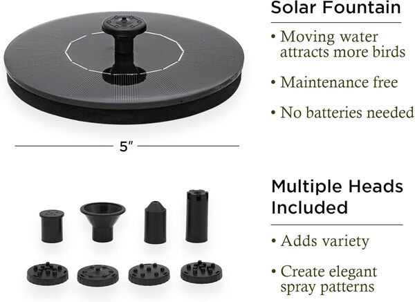 Good Directions Bain d'oiseaux Tranquility de 50,8 cm de diamètre, Bassin en cuivre Pur, Finition Bronze, Comprend Une Fontaine à Eau Solaire, Une Base en Aluminium Durable, Un Bain pour Oiseaux