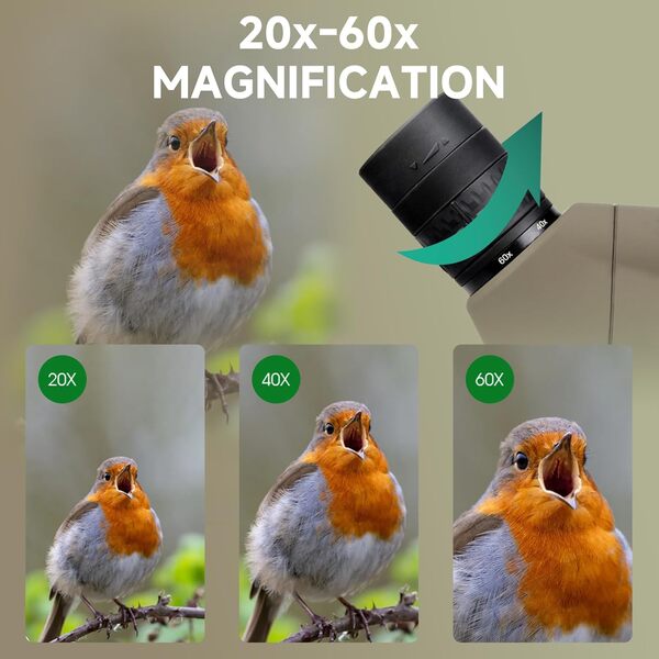 Svbony SV401 20-60x80 Longue Vue avec Double Trépied, FMC Optique Imperméable Incliné Longue Vue Tir Sportif pour L'Observation des Oiseaux, Tir à l'arc