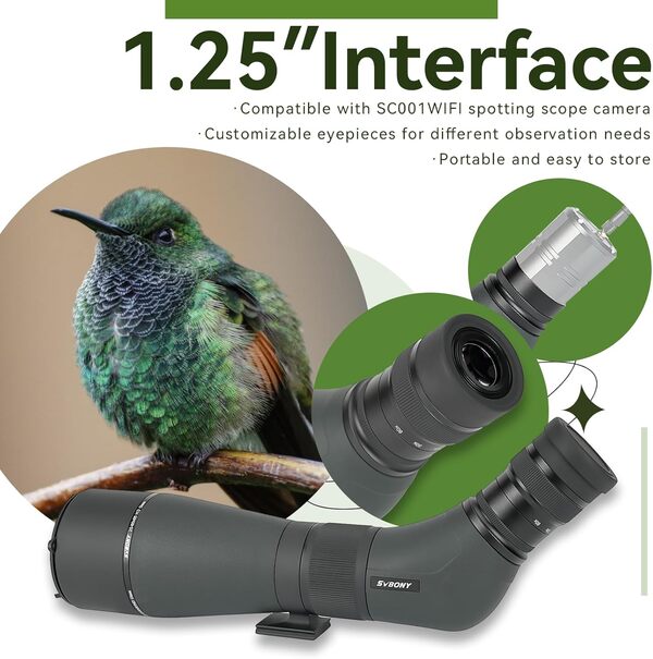 Svbony SA405 Longues-Vues pour Observation des Oiseaux, 20-60x85mm Longues-Vues avec Oculaire Remplaçable de 1,25