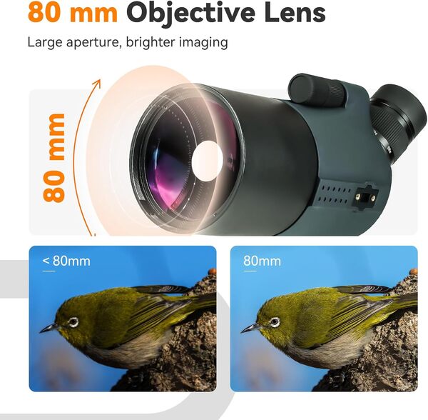 SVBONY SV41Pro Mak Longue-Vue compacte 80 mm, oculaire Zoom 28-84x, 1,8 kg, pour tir sur Cible, Observation des Oiseaux, pour Une Utilisation terrestre et astronomique