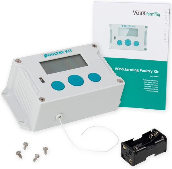 VOSS.farming Portier Automatique Poultry Kit, avec capteur de lumière, minuterie et Commandes manuelles