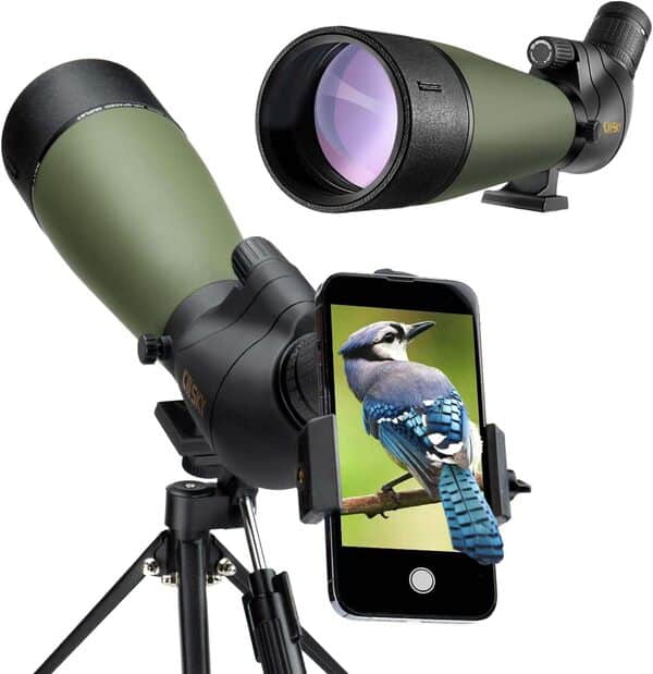 Gosky 20-60x80 Longue Vue - Lunette d'observation BAK4 pour tir à la Cible Chasse Observation d'oiseaux Paysage Animalier (avec Support de téléphone + Support SLR Compatible avec Canon)