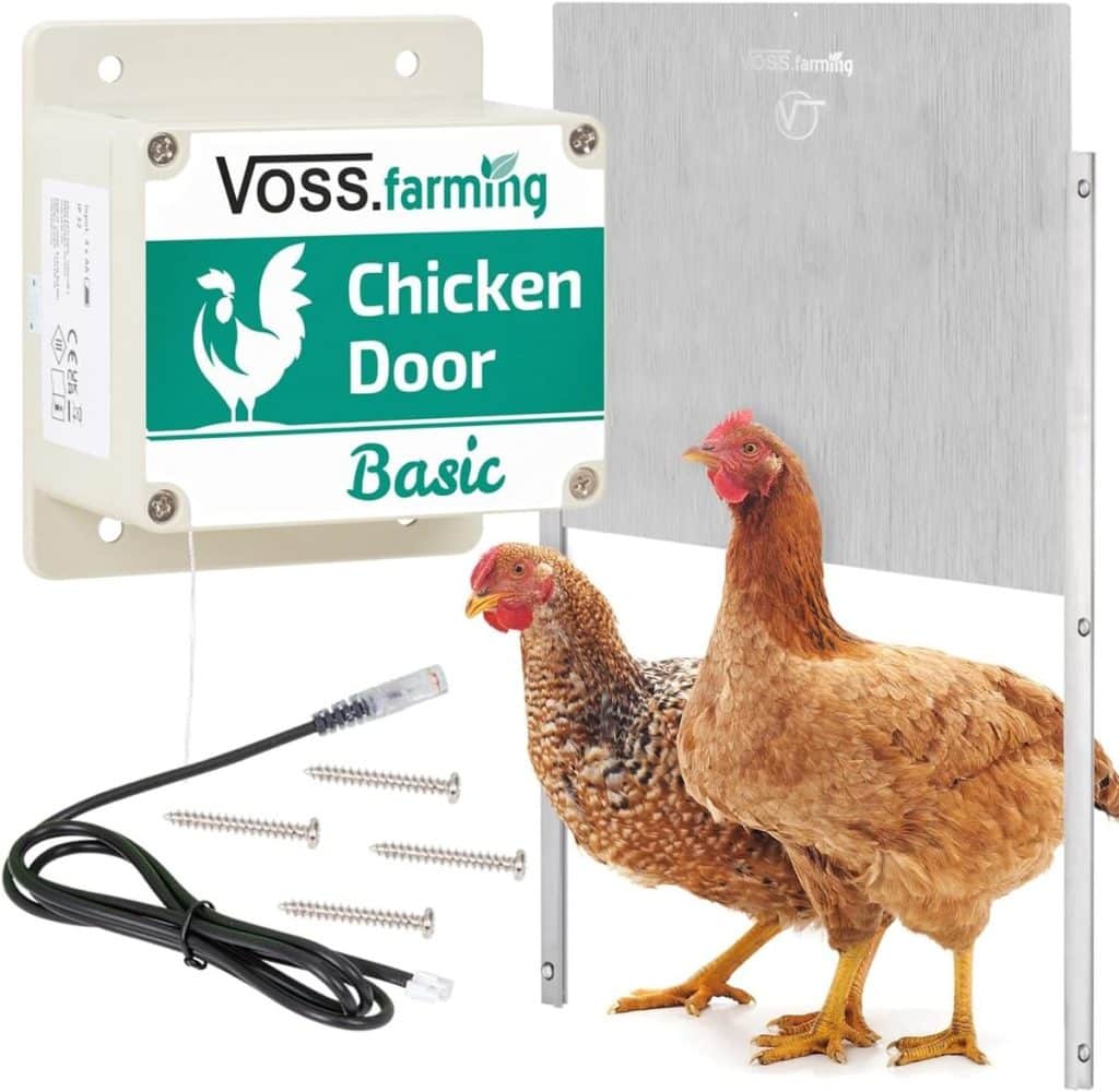 Test du kit Chicken-Door Basic de VOSS.farming : dispositif automatique pour porte de poulailler