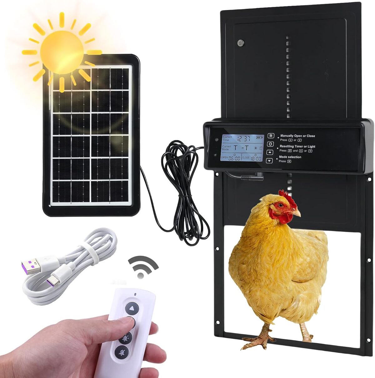 Test : porte de poulailler automatique solaire avec 4 modes
