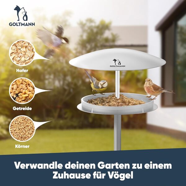 Ædel Mangeoire à oiseaux, avec support, résistante aux intempéries, avec support en acier inoxydable, debout, mangeoire de luxe pour oiseaux, parfaite comme décoration de jardin ou de