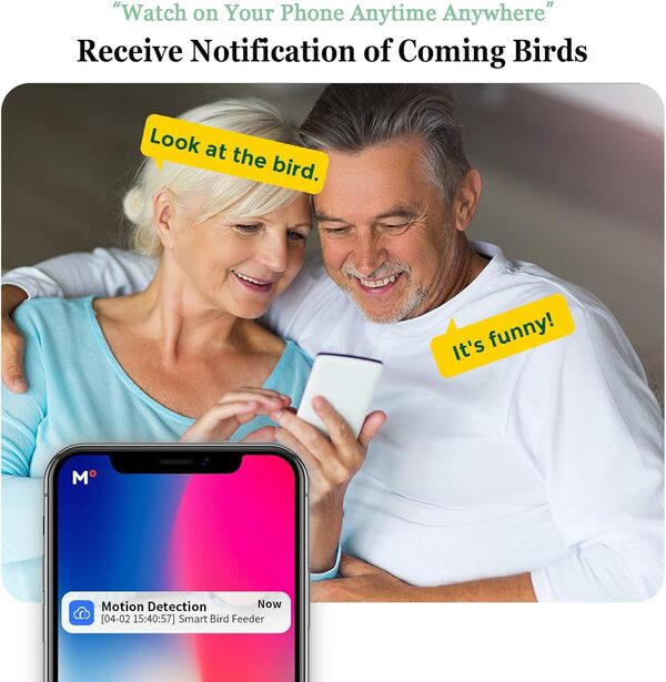 Mangeoire intelligente à oiseaux améliorée avec caméra à énergie solaire, capture automatique des oiseaux et notification à temps, reconnaissance IA puissante, caméra d'alimentation à oiseaux en bois