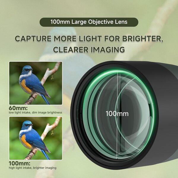 Svbony SV28 25-75x100mm Longue Vue avec Trépied, Champ de Vision Large, Image Claire et Lumineuse, HD BAK4 Porro FMC, Longue Vue Puissante avec Adaptateur Téléphonique pour Observation des Oiseaux,Tir