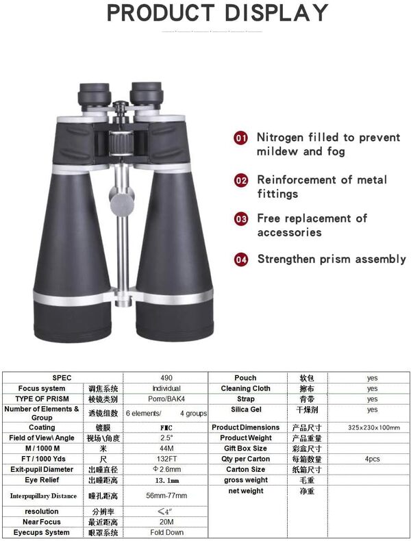 Tenjin Jumelles Astro 30X80 - Astronomie avec Étui de Transport EVA - Puissantes BAK4 Imperméables - Focus Ultra Pointu
