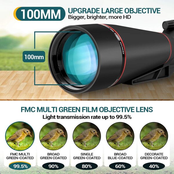 Longue Vue Tir Sportif Puissante Terrestre 25-75X 100mm Étanche Bak4 FMC Film Longue Vue Trepied & Adaptateur Smartphone Monoculaire Telescope Noir