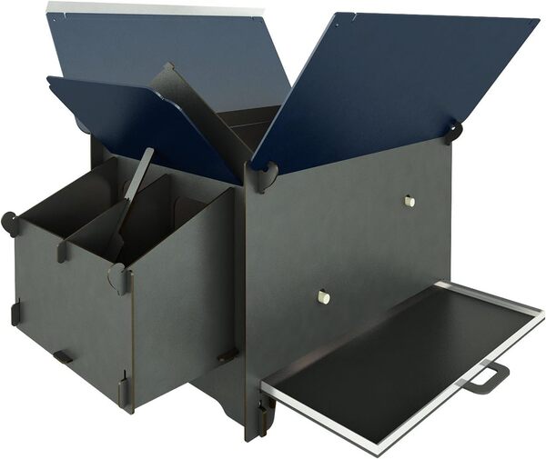 Poulailler pour 6 poules ovaires en stratifié HPL anti-acariens modèle Polly Classic Grey taille L avec tiroir amovible 2 couchages 2 nids