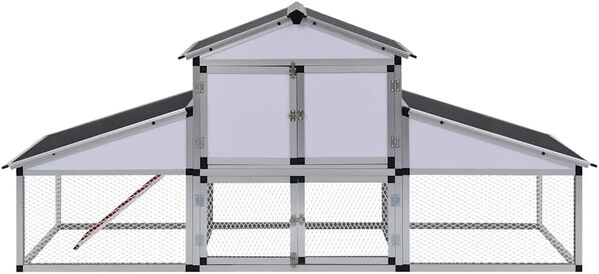 vidaXL Grande Cage à Poules Poulailler Aluminium MDF avec Rampes et 1 Pondoir