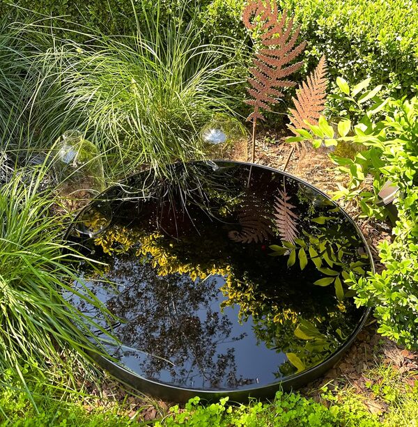 Bassin de Jardin/Miroir d'eau Rond 80, Décoration de Jardin pour Terrasse et Pelouse, Cache-Regard Décoratif