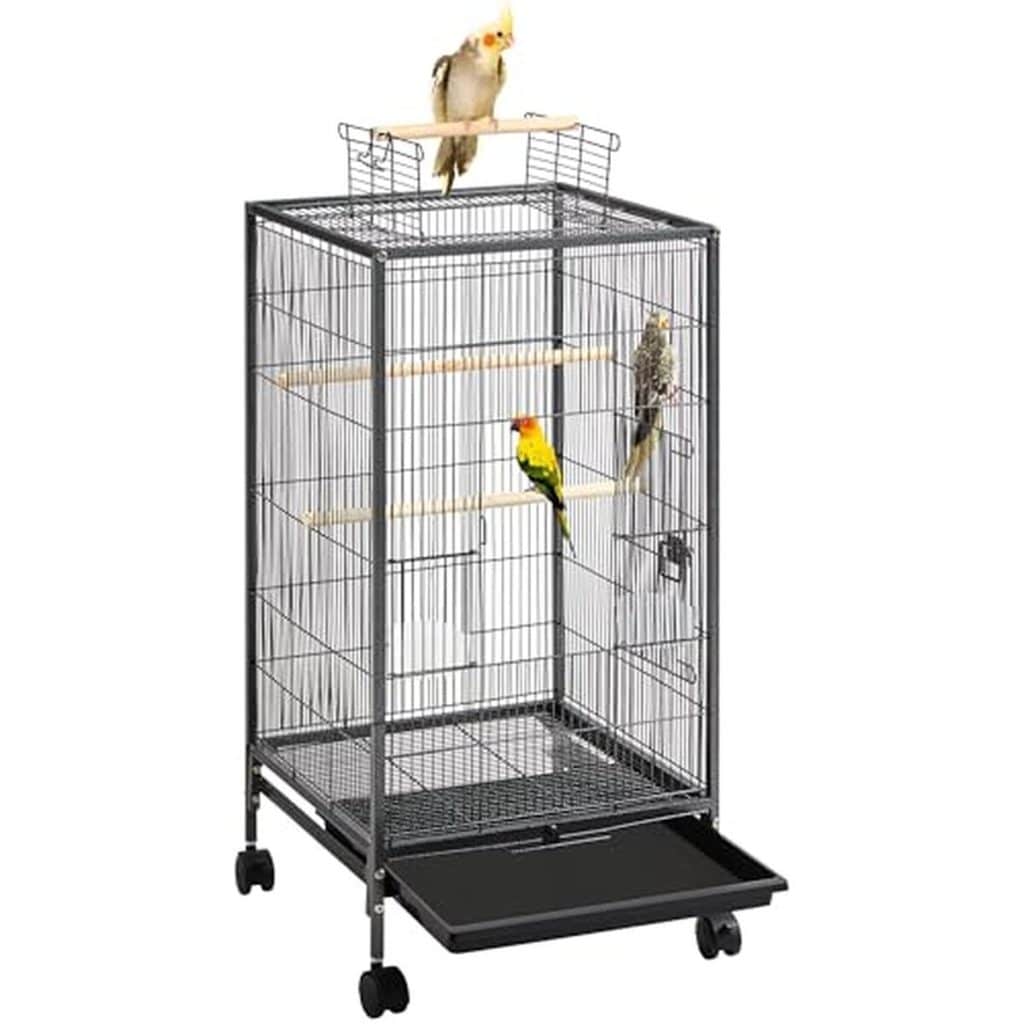 Test : cage à oiseaux sur pied Yaheetech en métal avec roulettes
