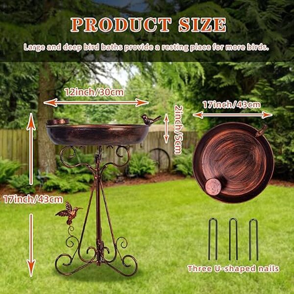 Découvrir le bain d'oiseaux vintage Vewogarden 30, 5 cm avec support pliable : un charme rétro pour attirer la faune dans votre espace extérieur tout en ajoutant une touche d'élégance à votre décor jardin.