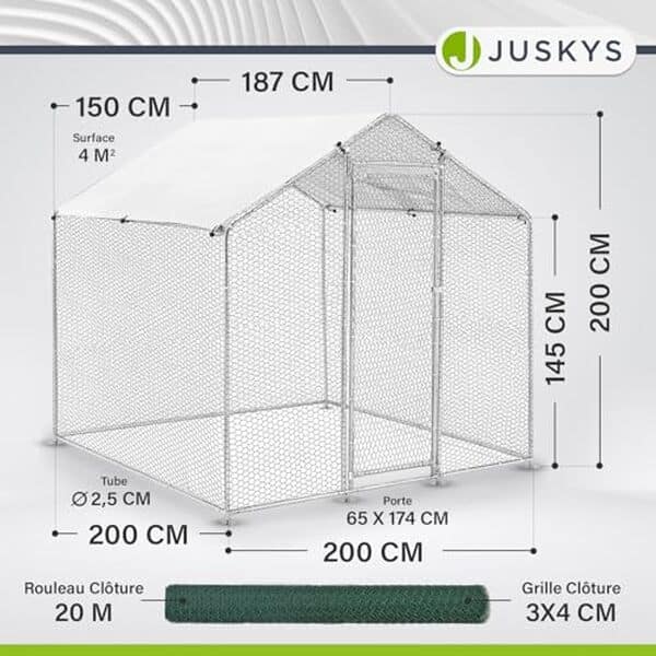 Découvrez notre test complet de l'enclos métal Juskys : un espace de 4 m² parfaitement adapté pour le confort de vos poules et petits animaux. Sécurisé, spacieux et facile à monter, cet enclos est la solution idéale pour leur bien-être.