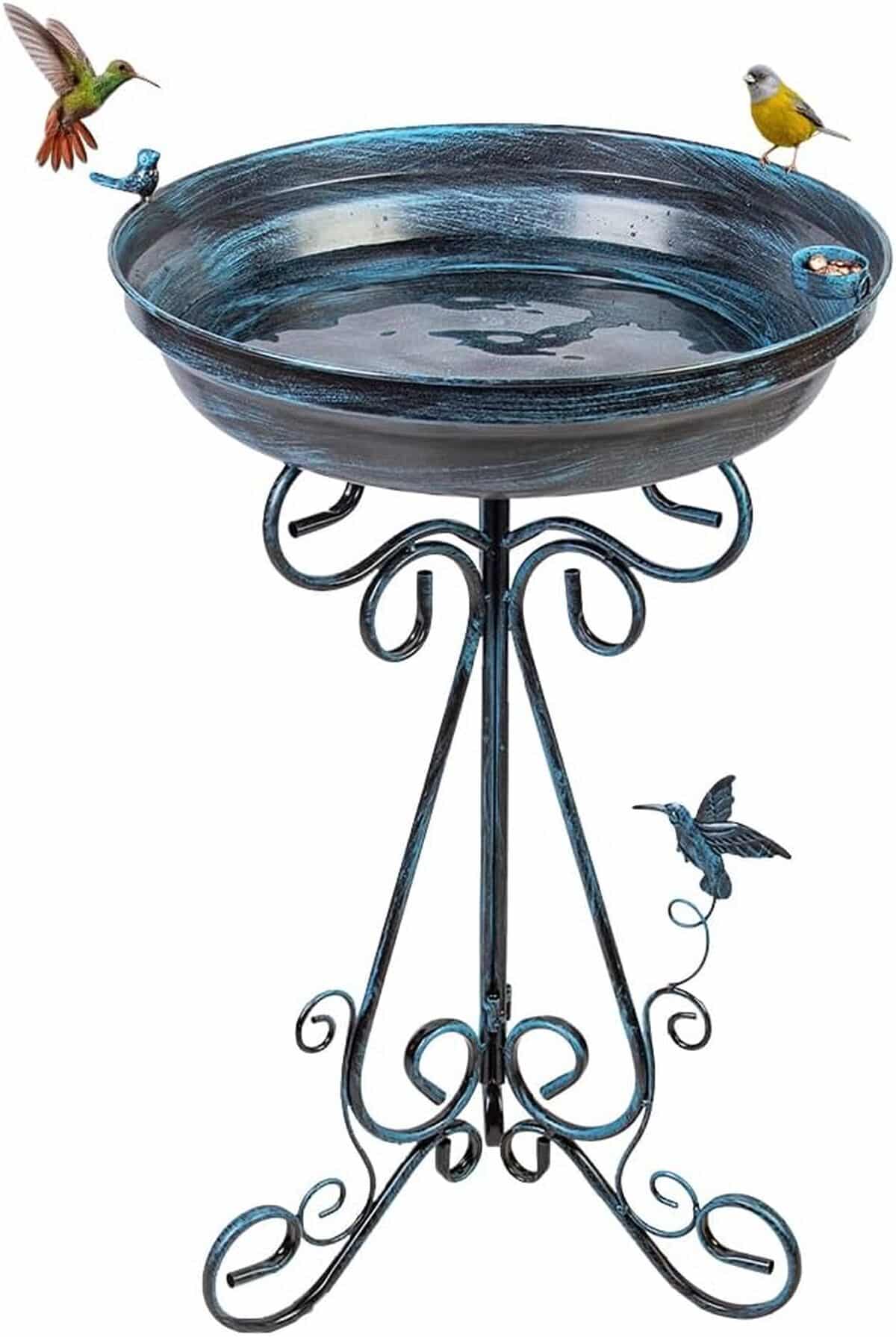 Test : bain d'oiseaux Vewogarden bleu avec support pliable