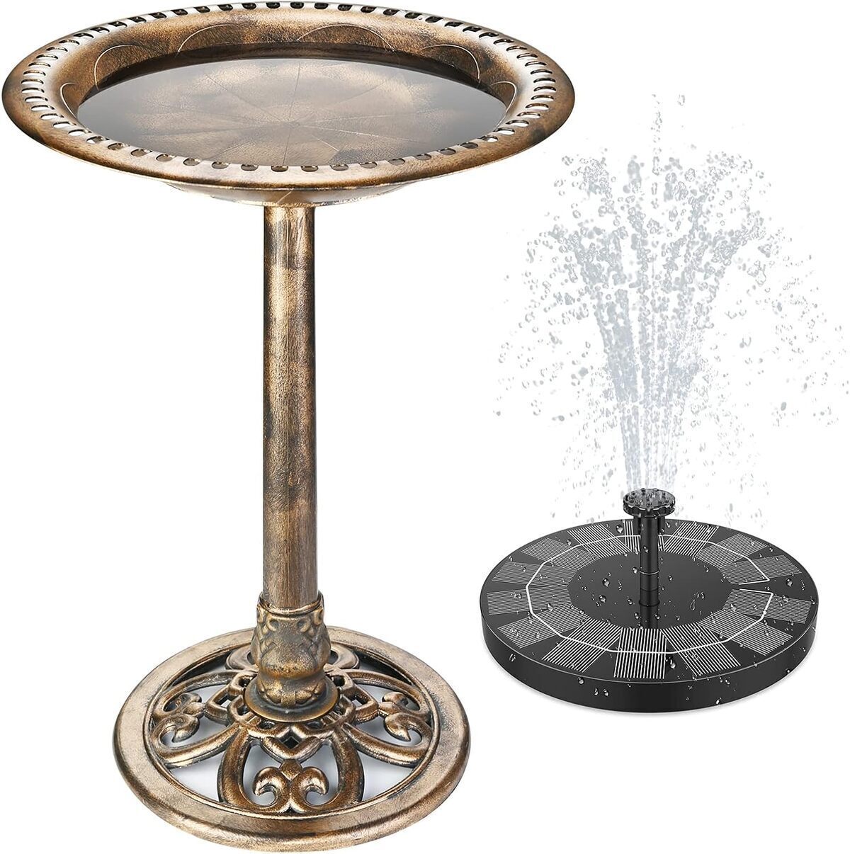 Test de la fontaine solaire bronze antique pour bain d'oiseaux